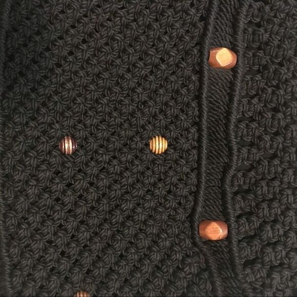 Black Macrame Shoulder Bag Purse - Picture 7 of 7